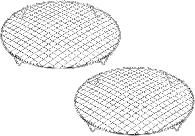 uxcell 2 Pcs Round Cooking Rack 11 Inch Dia Stainless Steel Wire Cooling Steamer Rack for Baking Canning Cooking Roasting Cooling Grilling Drying, Silver