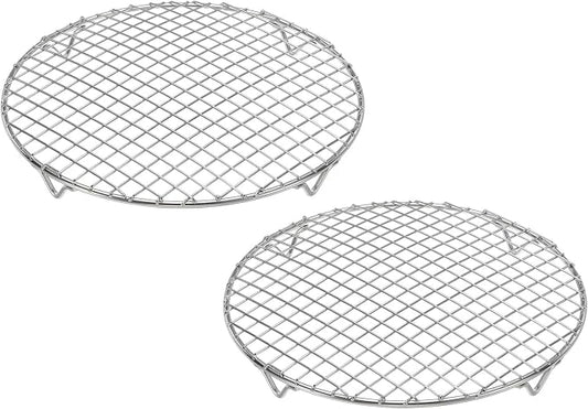 uxcell 2 Pcs Round Cooking Rack 9.8 Inch Dia Stainless Steel Wire Cooling Steamer Rack for Baking Canning Cooking Roasting Cooling Grilling Drying, Silver