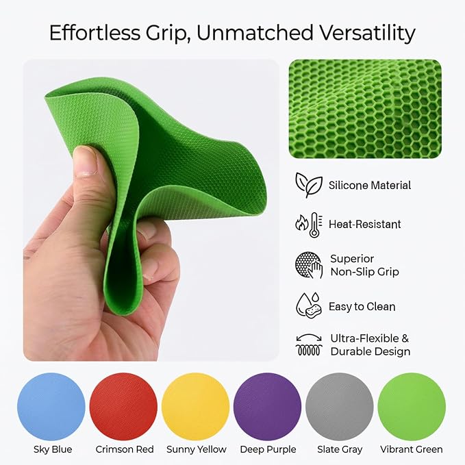 MAQIHAN Jar Opener Gripper Pad - 6 PCS Jar Grippers with Non Slip Grip | Rubber Bottle Opener for Seniors, Arthritis, Weak Hands, Multi-Function Gripper Pad for Tight Lids & Caps, 6 Colors