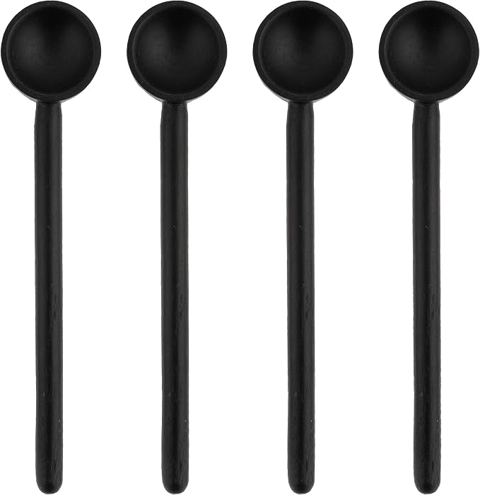 Karma Gifts Tasting Spoons Set - Black Wood Spoons for Cooking - Wood - Set of 4 - Small