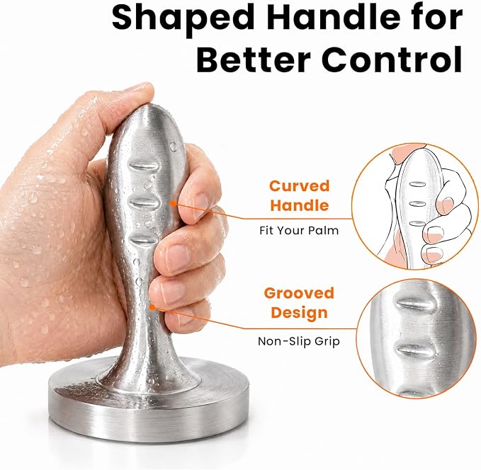 304 Stainless Steel Meat Pounder Tenderizer, Flat Chicken Breast Pounder with Non-Slip Textured Handle, 3.3" Round Meat Flattener for Steak, Chicken, Pork, Dishwasher Safe