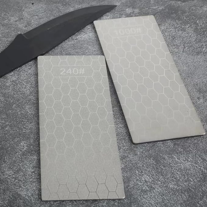 11 Pcs Diamond Sharpening Stone, with Angle Guide and Leather Strop, Knife Sharpener Stone Whetstone Honeycomb Surface Plate with Non-slip Base for Pocket Knives Scissors