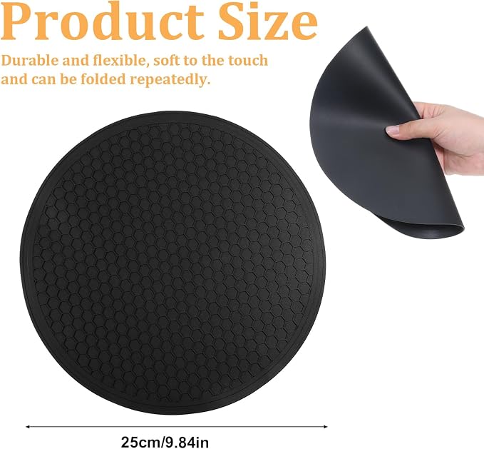 Heat Resistant Multifunctional Silicone Microwave Mat, 10 Inch Round Non-Slip Trivet, Heat Resistant Non Slip Trivet for Kitchen Hot Plate Bowl Mug Hot Pot Holder, Dishwasher Safe