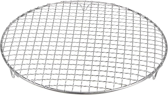 HARFINGTON Round Cooking Rack 12-inch 201 Stainless Steel Cross Wire Barbecue Grill Net with 20mm Legs for Cooking Baking Steaming BBQ