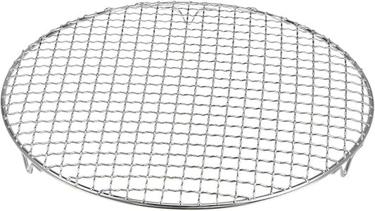 HARFINGTON Round Cooking Rack 12-inch 201 Stainless Steel Cross Wire Barbecue Grill Net with 20mm Legs for Cooking Baking Steaming BBQ