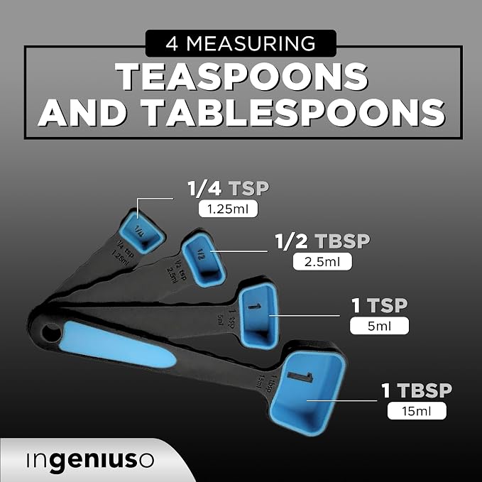 Collapsible Measuring Cups and Measuring Spoons | Portable Food Grade Silicone Measurement Cup Set for Liquid & Dry Food | Dog Food & Camping & Kids Measuring Cup