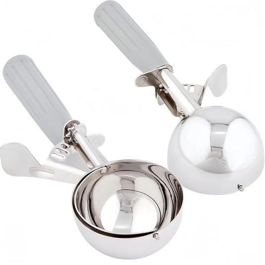 2Pack 4 OZ Portion Scoop Ice Cream Disher with Trigger Release, Stainless Steel Cookie Scoops for Portion Control, Half Cup Scoop for Pastry Dough, Cupcake Batter