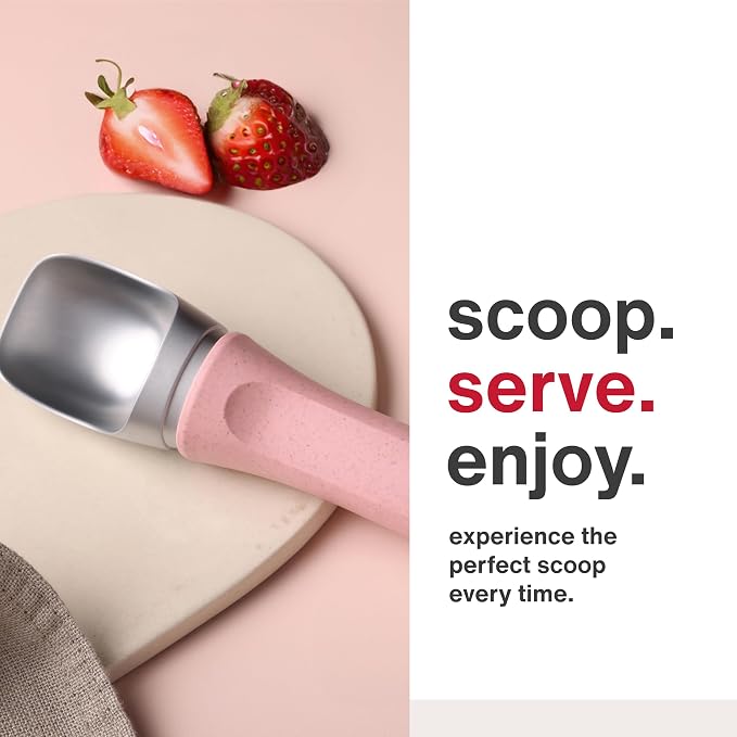 Zyliss Ice Cream Scoop - Stainless Steel Ice Cream Scoop - Dishwasher-Safe Scooper with Eco-Friendly Handle - Pink