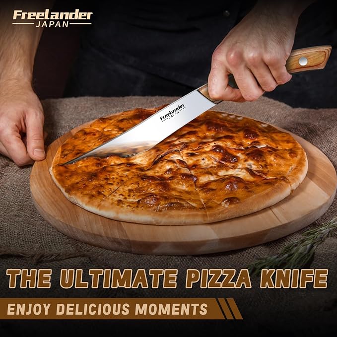Freelander 4-Piece Pizza Knife Cutter Set, Sharp Serrated Stainless Steel Blades, Full Tang Forged Design, Ergonomic Non-Slip Handle,Durable, Rust-Resistant & Dishwasher Safe,Christmas