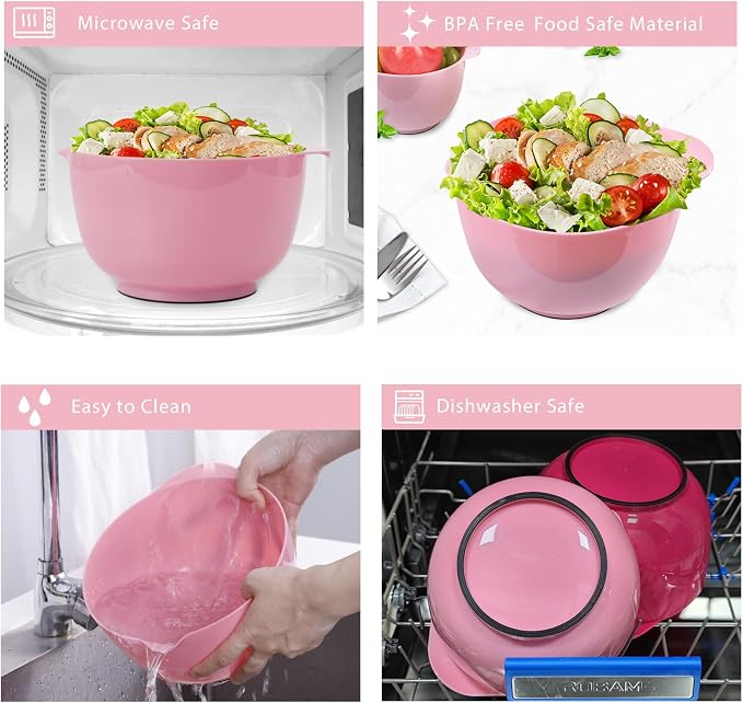 BoxedHome Classic Mixing Bowls Set of 4 | BPA Free Plastic, Microwave Safe