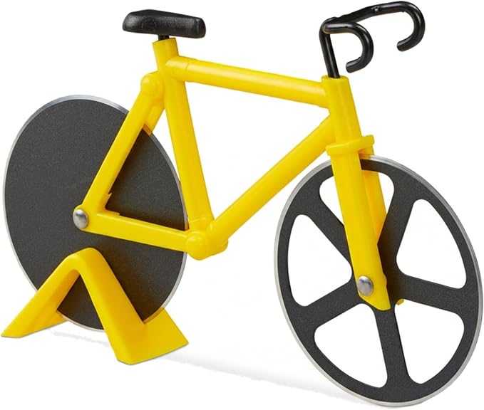 Relaxdays Stainless Steel Pizza Cutter, Funny Pizza Wheel Cutter with Cutting Wheels – Cutter Pizza Pastry Baking Kitchen Yellow