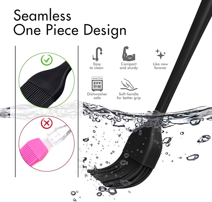 HOTEC Heat Resistant Silicone Basting Pastry Brushes BPA Free, Dishwasher safe, Easy to clean