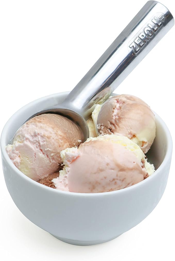 Zeroll, Size 10, in Silver 1010 Original Ice Cream Unique Liquid Filled Heat Conductive Handle Simple One Piece Aluminum Design Easy Release 20 Scoops per, 4-Ounce