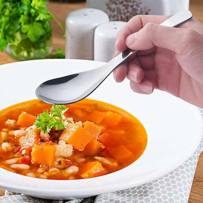 Soup Spoons High Grade 18/10 Stainless Steel 6.5"" Soup Spoon,Table Spoons MAODUV Dinner Spoons Thick Heavy-weight Ladle Spoons,Dishwasher Safe (4 Pack), Sliver