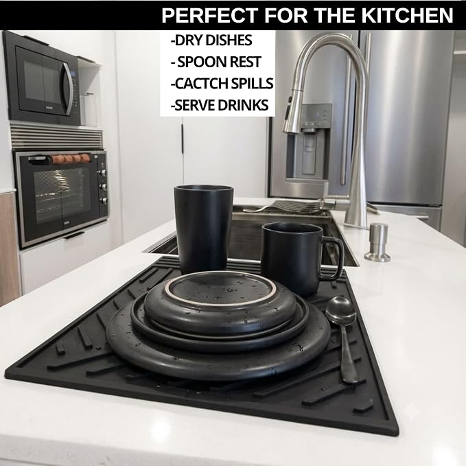 Extra Large Silicone Trivets for Hot Pots and Pans 2 Pack 16x12in with Thick Modern Design, Hot Dishes, Heat Resistant Hot Pads for Kitchen Counter- Black