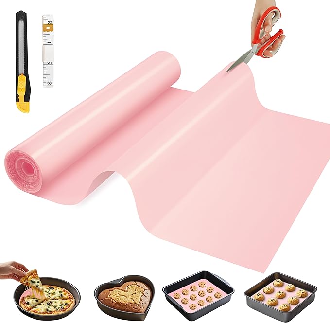 GTJ Silicone Baking Mat Roll, Reusable Baking Sheet Liners, 12 in x 6 ft | Free Cut to Size, Food-Grade, Non-Stick, Non-Slip, For Dough, Pastry, Air Fryer, Freeze Dryer, Oven Pan, Kitchen Counter