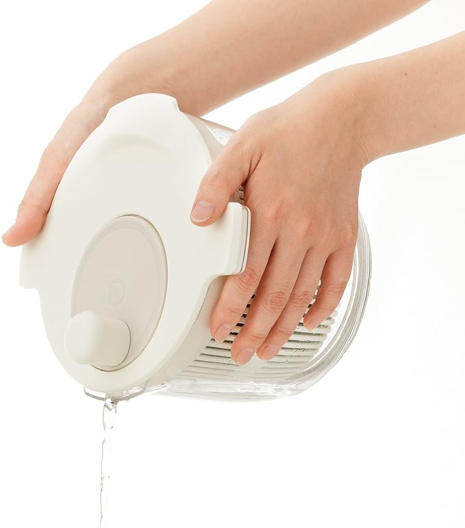 Risu Liberalista Salad Spinner, Vegetable Drainer, White, 0.6 gal (2.3 L), Made in Japan
