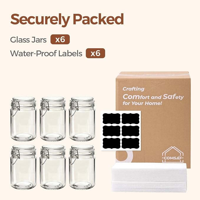 ComSaf 25 oz Glass Jars with Airtight Lids 6 Pack Pantry Coffee Canisters | Meal prep salads, Overnight oats, Preserving canning, Sourdough pickling, Pantry organization, Pickling fermenting, Snacks