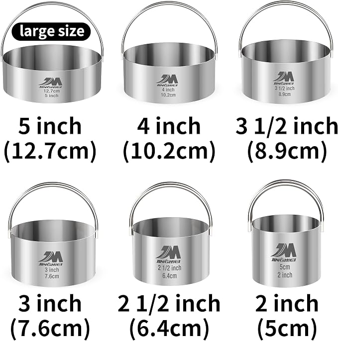 Biscuit Cutter Set for baking 2inch 2.5inch 3inch 3.5inch 4inch 5inch large size Round Cookies Cutter with Handle Professional Baking Dough Tools 6pcs set