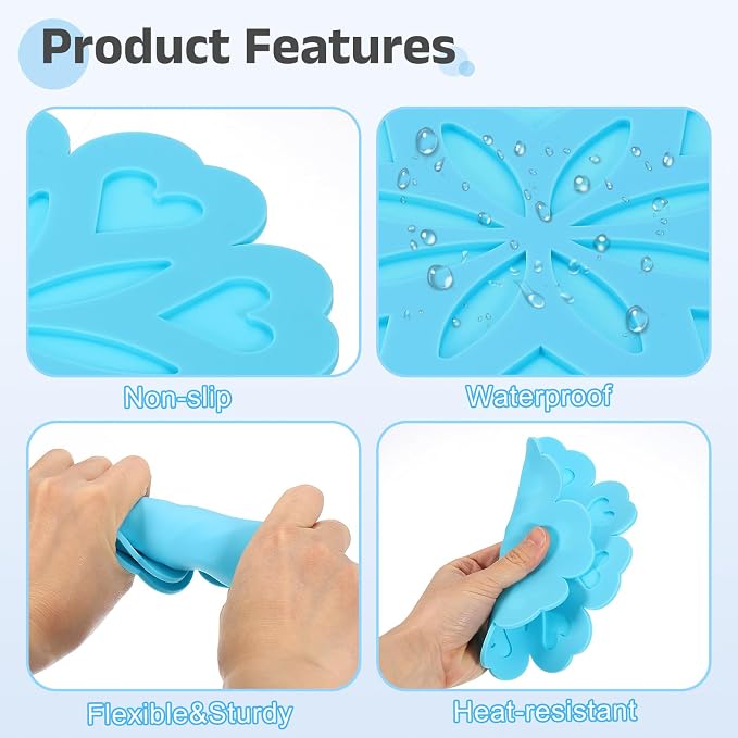 uxcell 2Pcs Silicone Trivet Mats, Flower Pattern Silicone Pad Hot Pad Pan Protectors Table Protector Heat Resistant Mat for Countertop, Hot Dishes, Hot Pots and Pans, Brown