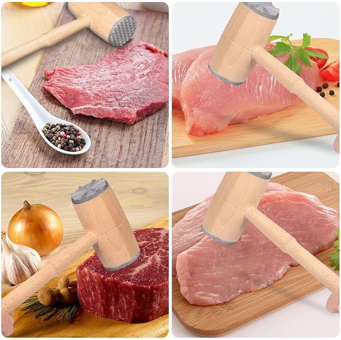 Alvinlite Meat Mallet High Quality Meat Pounding Hammer Escalope Tenderizer Meat Plater Great for Escalopes Chops Steaks Tenderizing Beef Steak