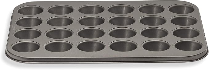 husMait 24-Cup Mini Muffin Pan - Non-Stick Carbon Steel Mini Cupcake Pan - Heavy Duty Metal Baking Tray, Warp-Resistant, PFOA Free & Dishwasher Safe