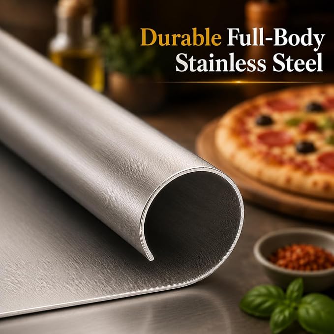 HUJI 14-Inch Premium Pizza Cutter Rocker Style - Heavy-Duty Stainless Steel Blade - Non-Stick, Slicing Tool for Pizzerias and Gourmet Home Cooking