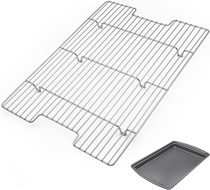 Stainless Steel Cooling Rack & Baking Rack Compatible with GoodCook 15” x 10.5” Nonstick Carbon Steel Baking Pan (A Pack)