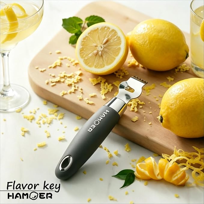 Lemon Citrus Zester Tool Cheese Grater for kitchenaid-Multipurpose grooved channel knife scraper,Stainless steel blade and ergonomically designed curved handle