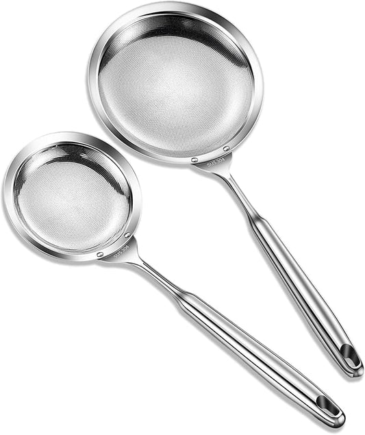 Ugotit Multi-functional Skimmers Spoon Strainer Set, DIA 4.3Inch & 5.9Inch | 304 Stainless Steel, Grease Separator, Strainers Fine Mesh Strainer For Foam, Cooking, Hot Pot,