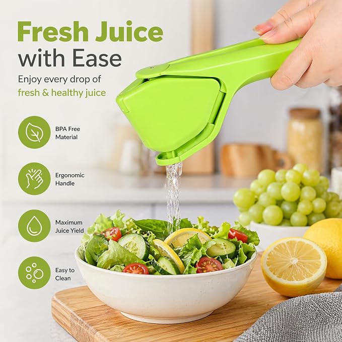 Lemon Squeezer, Effortless Manual Flat Lime Juicer Hand Press | Easy to Make Juice From Lemon, Lime, Citrus, Orange, Fruits, Folds Design For Saving Space Storage