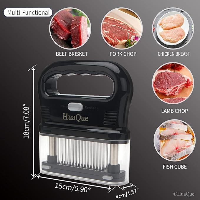 Meat Tenderizer Tool, Detachable 48-Blade Stainless Steel Steak Tenderizer Needles for Tenderizing Beef/Chicken/Pork, Dishwasher Safe, Cleaning Brush/User Manual/Recipe Ebook (PDF) Included