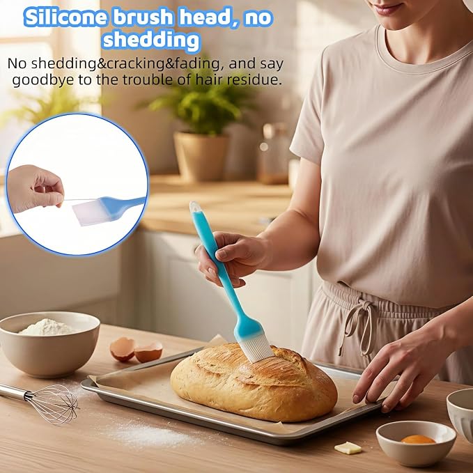 Silicone Basting Pastry Brush, 10.35 Inch, Blue, Food Grade, Heat Resistant -30°C to 230°C, No Bristle Loss, for Baking, BBQ, and Cooking