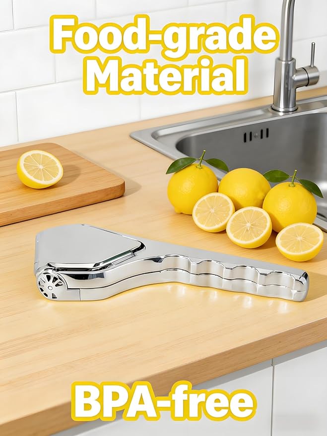 Lemon Squeezer, Stainless Steel Manual Citrus Squeezer, Silver | Effortless to Use, Handheld Lemon Juicer Getting Every Drop of Juice, Easy to Clean, Hand Juicer Fold-Flat Easy to Place