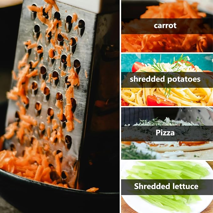 SHERCHPRY Vegetable Slicer Box Grater Cheese Graters Stainless Steel Vegetable Shredder Mandoline Slicer Nuts Kitchen Shredder Zester 8inch Cheese