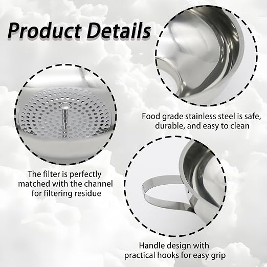 Silver Stainless Steel Canning Funnel Set, Wide Mouth Funnel Large Metal Funnels, Kitchen Use Canning Supplies for Transferring Liquid Power Jam Grains Dry Wet Ingredients