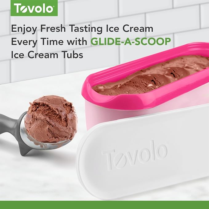 Tovolo Ice Cream Containers for Homemade Ice Cream Raspberry Tart Magenta, Glide A Scoop Ice Cream Tub for Reusable Ice Cream, 1.5 Quart BPA Free Insulated Freezer Safe Ice Cream Container with Lid