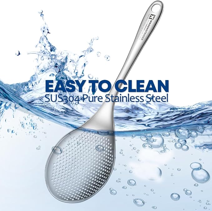 WAGENSTEIGER Stainless Steel Skimmer Strainer 12.6 inch Long, Slotted Spoon, Slotted Ladle for Cooking and Frying, Pasta Vegetable Strainer Home & Commercial Use, Large, Silver