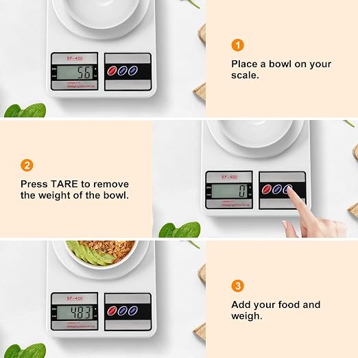 Partyreal Digital Kitchen Scale Capacity, Stainless Steel Food Scale with oz/g Units | Replaceable Battery Power | Ideal for Meal Prep, Cooking, Baking