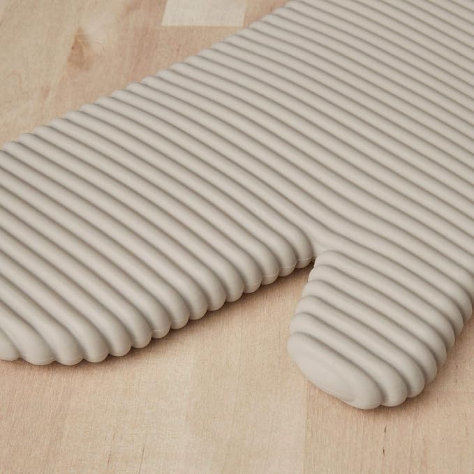 KitchenAid Ribbed Soft Silicone Oven Mitt and Pot Holder Set, Milkshake, 7"x13" Mitts + 7"x9" Holders