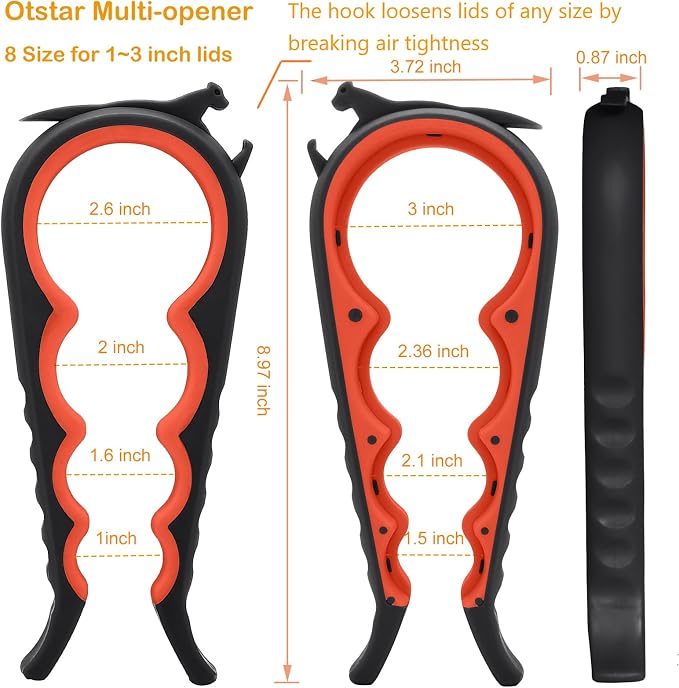 Jar Opener for Weak Hands, 5 in 1 Bottle Opener for Seniors with arthritis | Multifunctional Adjustable Lid Opener with Non-Slip Rubber Gripper Pad – Effortlessly Opens Jars, Bottles & Pop-Top Cans