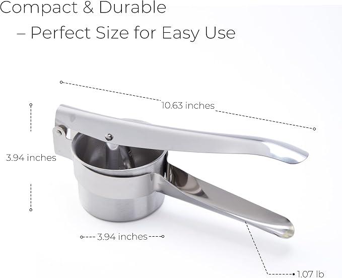 Stainless Steel Khuon Banh Lot Press – Multi-Purpose Potato Ricer, Cendol Maker, Spaetzle Press – Heavy-Duty Manual Food Strainer with 3 Interchangeable Discs for Rice, Vegetables, and Dough