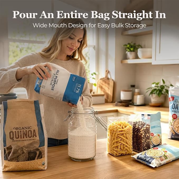 ComSaf Tall Glass Pantry Jars with Airtight Lids 71 oz 3 Pack Wide Mouth | Flour sugar cereal, Pasta pet food, Pantry organization, Cabinet organization, Countertop storage, Sourdough pickling