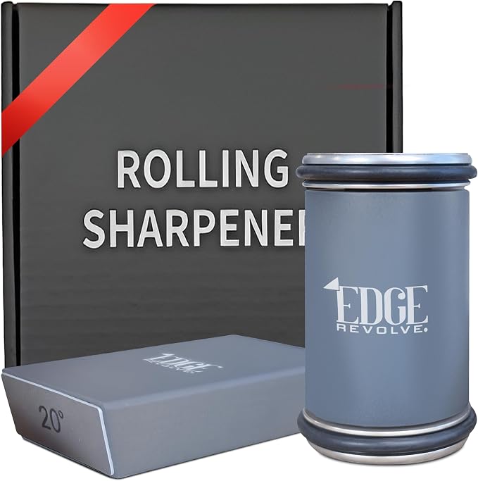Rolling Knife Sharpener Kit, Magnetic 15° & 20° Angle Guides, Diamond & Ceramic Discs, Manual Rolling Knife Sharpener Tool for Razor-Sharp Kitchen gadgets, Chef & Outdoor Knives (Gray Blue)
