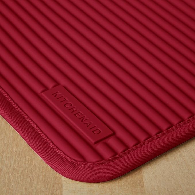 KitchenAid Ribbed Soft Silicone Pot Holder 2-Pack Set, Smoked Paprika Red, 7"x9"