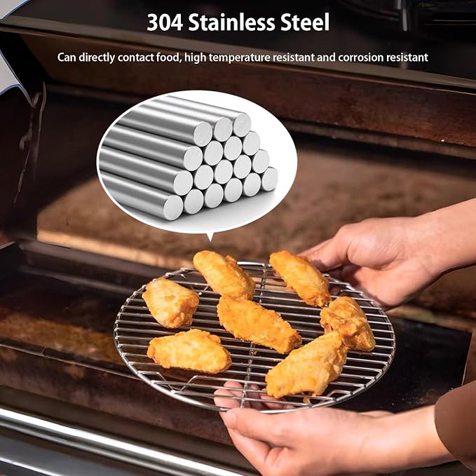 Campingmoon Stainless Steel Round Cooling Rack Baking Steaming Roasting Rack,Cooking Grid Grill 27cm