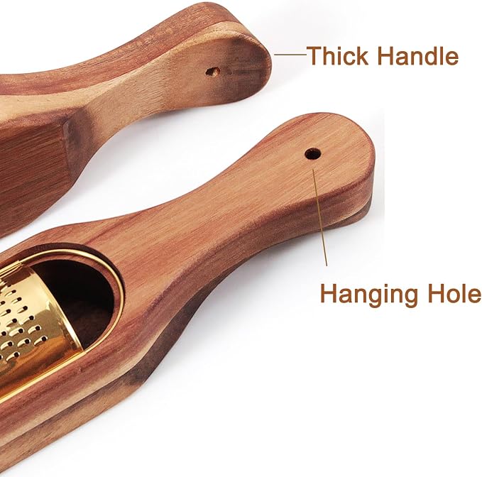 Box Cheese Grater With Container - Stainless Steel Parmesan Cheese Grater With Wood Handle Shredder Zester Grater Box Kitchen Handheld Cheese Spoon Grater-Titanium Gold Colour