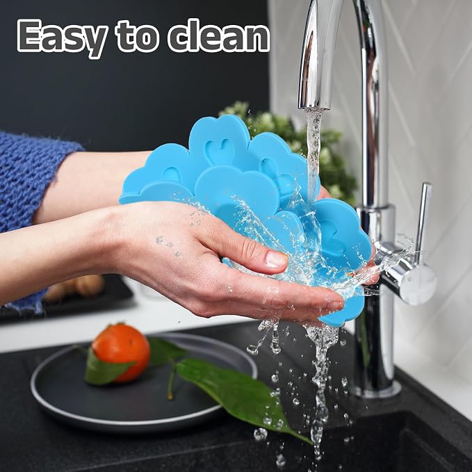 uxcell 2Pcs Silicone Trivet Mats, Flower Pattern Silicone Pad Hot Pad Pan Protectors Table Protector Heat Resistant Mat for Countertop, Hot Dishes, Hot Pots and Pans, Blue