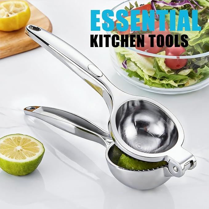 Lemon Juicer Squeezer Manual, Handheld Metal Lemon Lime Squeezer Dishwasher Safe, Heavy Duty Lemon Press Solid Metal is Suitable for Lemon, Lime, and Citrus,Easy to Use and Clean - Silver