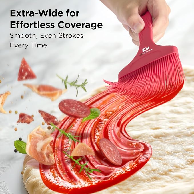 Kitchen Mama Platinum Silicone Extra Wide Pastry & Basting Brush Set | Heat Resistant, Dishwasher Safe, BBQ Grilling & Cooking, Baking & Outdoor Use, For Butter, Egg Wash, Oil, Sauce